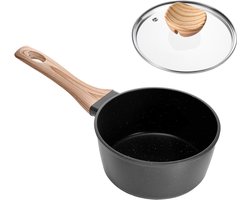1.42 L Nonstick sauspan Met Glazen Deksel, Veelzijdige Kookpan Met Verwijderbare Handvat, Kleine Keuken Sauspan Met Coating, Geschikt voor Inductie, Zwart — cadeau in Cadeau-ideeën