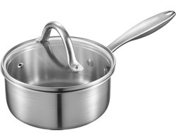 1.42 L RVS sauspan Met Glazen Deksel, Veelzijdige Nonstick Kleine Kookpan Met Comfortabele Handvat, Compatibel Met Oven, Vaatwasser en Inductie kookplaten — cadeau in Cadeau-ideeën