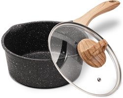Kleine Braadpan met Deksel - 16 cm, Antiaanbaklaag, Geschikt voor Inductie, Gas en Elektrisch — cadeau in Cadeau-ideeën
