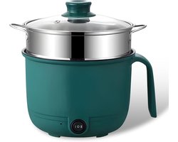 Elektrische Kookpan - Mini Kookpot - Snel Maaltijden Koken - Met Stoommandje - 1.3 Liter - Groen — cadeau in Cadeau-ideeën