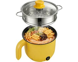 Elektrische Kookpan - Mini Hapjespan - Snel Maaltijden Maken - Met Stoommandje - 13 Liter - Geel — cadeau in Cadeau-ideeën