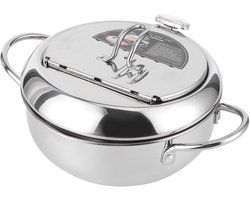 Mini Stalen Koekenpan met Thermometer - 24cm - Japanse Stijl Frituurpan — cadeau in Cadeau-ideeën