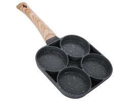 Koekenpan voor 4 eitjes en mini pannenkoeken - Anti-aanbaklaag, geschikt voor inductie en gas met hittebestendige bakelieten handvat, voor gebakken eieren, mini hamburgers en omeletten — cadeau in Kookcadeaus