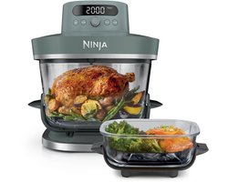Ninja CRISPi PRO 7-in-1 Glazen Airfryer met 7 functies - Airfryen, Bakken, Braden, Rijzen, Drogen. Max Crisp en Opnieuw krokant maken - 2.3 liter en 5.7 liter glazen schaal - PFAS vrij koken - Grijsgroen - AS101EUGY — cadeau in Koken & Dineren