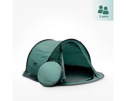 HUSH Outdoor - Campingtent 1 tot 2 Persoons - Pop up Systeem - met Ophanghaakje en Opbergvakken - inc. Draagzak - Groen — cadeau in Sport & Outdoor