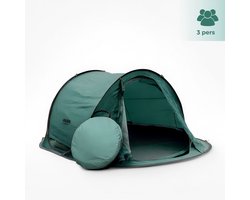 HUSH Outdoor - Campingtent 2 tot 3 Persoons - Pop up Systeem - met Ophanghaakje en Opbergvakken - inc. Draagzak - Groen — cadeau in Sport & Outdoor