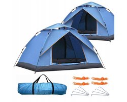 Kampeertent - Automatische Tent - 3-4 Persoons Tent - Campingtent - 200x200x130 cm - UV-Bescherming & Vochtisolatie - Snel Opzetten - Dubbele Deuren & Ventilatie - met Gaas - Muggenvrij - Voor Park & Strand & Tuin — cadeau in Sport & Outdoor