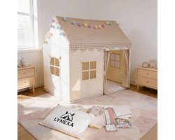 LYNEXA® - Speeltent - Kindertent - Speelhuis - Speeltent meisjes - Speeltent jongens - Speelhuisje binnen - Incl. Zachte Mat, Verlichting, Opbergtas – Beige — cadeau in Spellen & Speelgoed