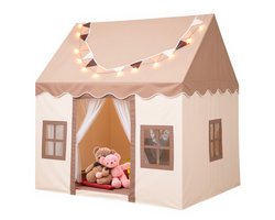 Lemlit Speeltent voor Kinderen - Kindertent met Mat Verlichting en Muggennet - Prinsessentent en Speelhuisje voor Binnen en Buiten - 120x100x130 cm - Khaki — cadeau in Spellen & Speelgoed