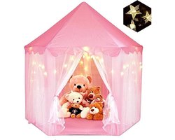 Fuegobird Speeltent Voor Kinderen - prinses kasteel - Game Tent - Indoor en Outdoor Games - Wordt geleverd met led-verlichting - Roze — cadeau in Spellen & Speelgoed