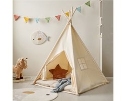 Petite Amélie Speeltent Été – Wigwam met dunne vloerbodem – Tipi 100% katoen – Wasbaar op 30° – Extra veilig & licht door afgeschermd raam — cadeau in Spellen & Speelgoed