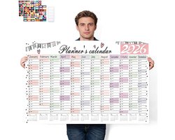 Muurkalender 2026 - 14 Maanden Jaarplanning met Planner - Ideaal voor Kantoor, Thuis en Cadeaus — cadeau in Kalenders & Planners