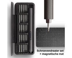 Hoto - Precisie Elektrische Schroevendraaier set + Magnetische Mat - Cadeau – 25 bits hoge kwaliteit - USB-C oplaadbaar – voor professioneel reparatie - zwart — cadeau in Mode & Accessoires