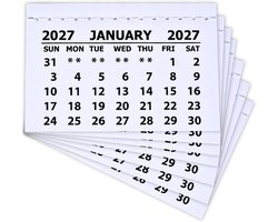 Kalender Tabs Mini Jaar Planner - Wit - 73 x 48 mm - Gestikte Papieren Kalender - Voor Persoonlijke Cadeaus — cadeau in Hobby