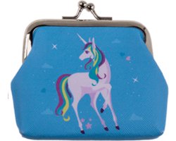 Kinder portemonnee meisje - Eenhoorn - Cadeau onder 10 euro - 9 x 8cm - Blauw — cadeau in Mode & Accessoires