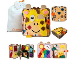 Joymaxx® Busy board book -Activiteitenboek Giraffe- Montessori speelgoed 2 jaar 3 jaar- Busy book - Baby speelgoed 6 maanden 1 jaar - Sensorisch Speelgoed Jongens en meisjes - Voor in de auto/onderweg- Sinterklaas Cadeau — cadeau in Spellen & Speelgoed