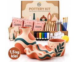 Twenty4seven® Pottenbakken Set - Luchtdrogende Klei 3 x 500 g - Knutselpakket & Knutselen - Kerst &n Sinterklaas Cadeau Kinderen - Boetseerklei Zonder Oven — cadeau in Hobby