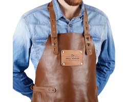 Leren BBQ Schort Grill Master – Bruin Buffelleer – Verstelbaar – Cadeau voor BBQ Liefhebber — cadeau in Kookcadeaus