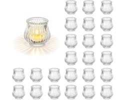 Set van 24 Ribbel Tealight Houder voor Kaarsen - Perfect voor Bruiloften en Kerstdecoratie, Stijlvolle Tafeldecoratie voor Feesten — cadeau in Cadeau-ideeën