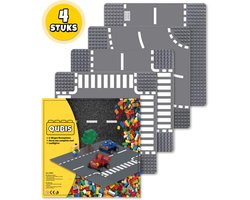 Complete Set Wegplaten geschikt voor LEGO - 4 Stuks - Wegen Bouwplaten - Straat Bouw Platen - Weg Plaat - Bouwplaat voor Classic Bouwstenen — cadeau in Spellen & Speelgoed