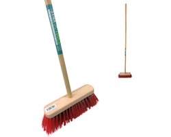 Synx Tools Harde Tuinbezem Nylon - 30 cm - Straatbezem - Bezem rood - Besem Veger - Buiten Bezem met steel 120 cm - Schoonmaakartikelen - Schrobborstels — cadeau in Cadeau-ideeën
