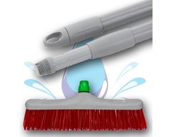 Harde Bezem Rood- Tuinbezem - Nylon - 40 cm - Straatbezem - Bezems - Veger - Buiten Bezem met tele steel 150 cm - Schoonmaakartikelen - Schrobborstels — cadeau in Cadeau-ideeën