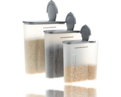 Voorraadpotten 3-Delig - Strooibus Wit Luchtdicht -Strooi Granen- Pot Vershouddoos - voorraadkast -4L -2.4L- 1.3L — cadeau in Cadeau-ideeën