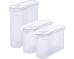Novaliv schenkbekers, set van 3, bewaarbekers voor strooien, 2,4l + 1,3l + 1,3l containers met deksel voor ontbijtgranen, meel, suiker, keukenorganizer, voedseldoos, maaltijdvoorbereidingsdozen, bewaarbekers voor de keuken — cadeau in Cadeau-ideeën