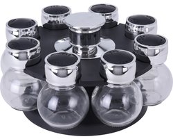 Kruidenrek met 8 strooipotjes - kunststof - glas - D6 x H8 cm — cadeau in Koken & Dineren