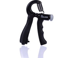Pulver - Handtrainer 10 to 60kg met Vingertrainer - Handknijper - Knijphalter - Armtrainer – Gewichten - Hand knijper set - Handgripper - Hand gripper - grip - Onderarm trainer - Buigveer – Grip Trainer - Vinger - Hand spier - Fitness - Zwart — cadeau in Sport & Outdoor