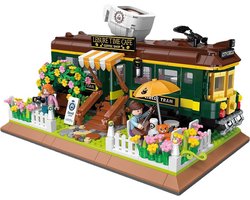 Zhe Gao DZ6002 Classic Trein Café bouwset incl. 4 minifigures | City & friends adventure Modelbouw | Educatief Creator speelgoed bouwpakketten voor kinderen & volwassenen | Bloemen foodtruck niet compatibel met lego | Bouwdoos met 1081 bouwstenen — cadeau in Spellen & Speelgoed
