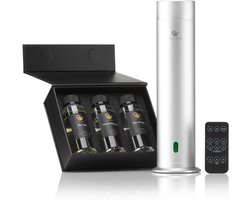 Pip & Wells® Pure One Aroma Diffuser – Waterloze Geurverspreider met 3 Hotelgeuren – Etherische Olie - 360ml – Mat Zilver - Inclusief Afstandsbediening & Oplader — cadeau in Mode & Accessoires