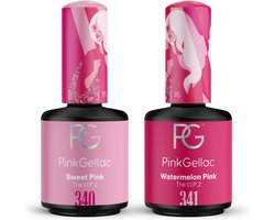 Pink Gellac Gellak Set - Manicure Set met 2 x 15ml Kleuren - 340 Sweet Pink - 341 Watermelon Pink - Voordeelbundel Gelnagellak - Gel Nagellakset voor Thuis — cadeau in Verzorging