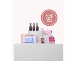 Pink Gellac Gellak Starterspakket met Lamp - Discovery Gellak Set - 1x Nude Pink Gel Nagellak 8ml - Compact LED Nagellamp Roze - Gellack Remover Pockets - Cleaner Pockets - Top & Base Coat - Manicure Essentials - Gel Nagels — cadeau in Verzorging