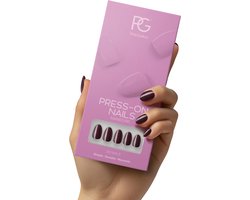 Pink Gellac Press On Nails - 332 Sangria Red - Round Small Plaknagels - 30 Press On Nagels Met Lijm, 30 Plakstickers, Cleaner Wipe, Nagelvijl, Woodstick en Size Matcher - Snel Aan Te Brengen Plak Nagels Kort - Voor 7-14 Dagen Mooie Nagels — cadeau in Verzorging
