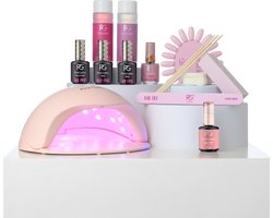 Pink Gellac Gellak Starterspakket met Lamp - Premium Comfort Gellak Set - 1x Nude Pink Gel Nagellak 15ml - Pro LED Nagellamp Roze - Gellack Remover - Cleaner - Top & Base Coat - Manicure Essentials - Gel Nagels — cadeau in Verzorging